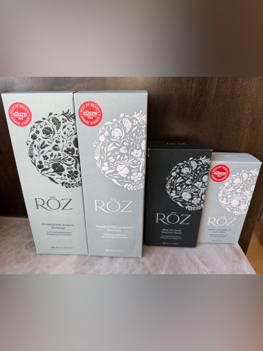 Brand NEW Roz Shampoo & Conditioner full set with milk hair serum & styling oil